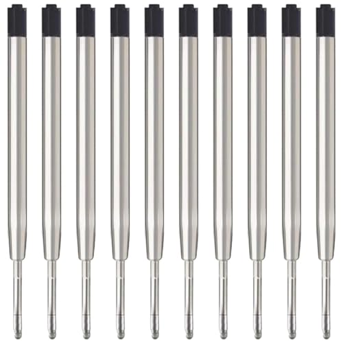 MengRan 3.9'' Ballpoint Ink Pen Refills for Click Pens,1mm Medium Tip,Compatible with Parker Pen Refill,Pack of 10 (Black Ink) - Image 1