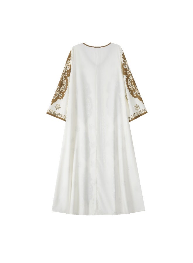 Women's White Dress with Ceramic Golden Accents - Image 3