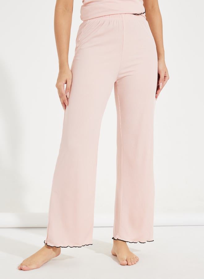 Styli Mono Contrast Edge Rib Wrap Over T-Shirt & Pyjama Set  - Image 5