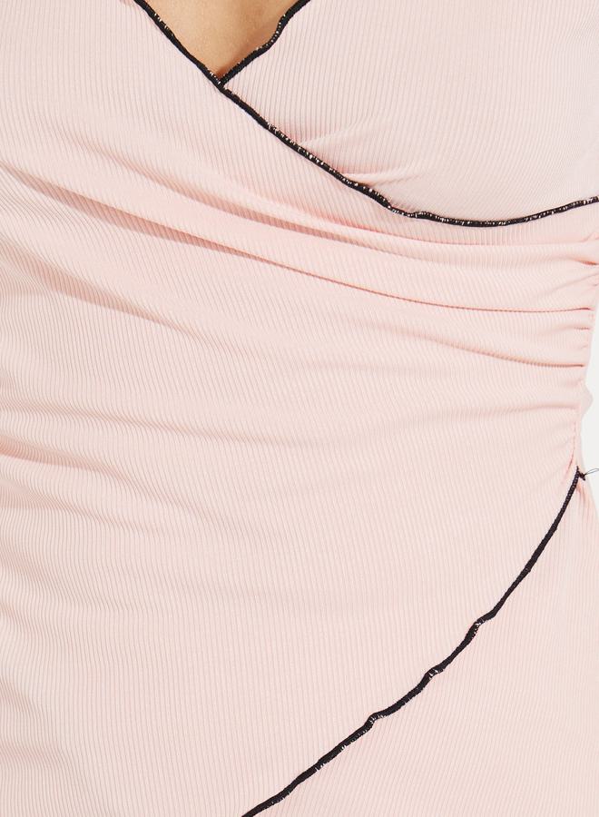 Styli Mono Contrast Edge Rib Wrap Over T-Shirt & Pyjama Set  - Image 3