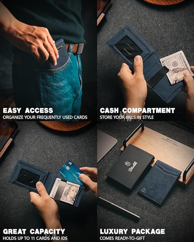 Zitahli Money Clip Wallets for Men,Slim Bifold Wallet 10-12 Cards, Mens Leather Wallet with ID Window,RFID Blocking Thin Minimalist Credit Card Holder,Gifts for Him - Image 2