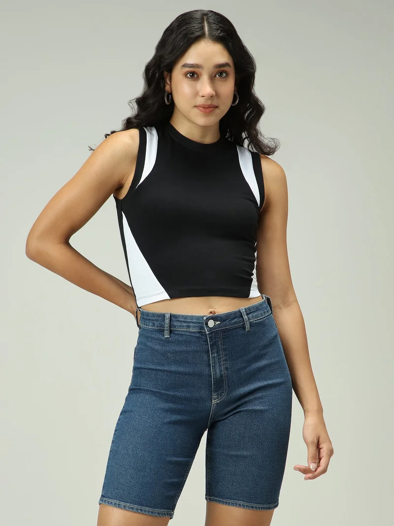 OUTZIDR Black Dual Toned Tank