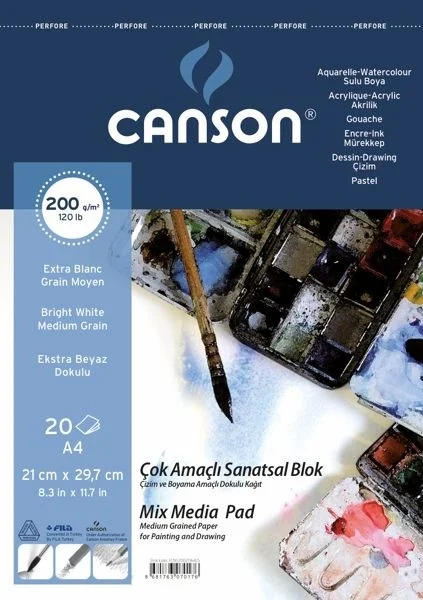CANSON Finface Multi-Purpose Notebook 200 Gr. Spiral A4 20 Pages