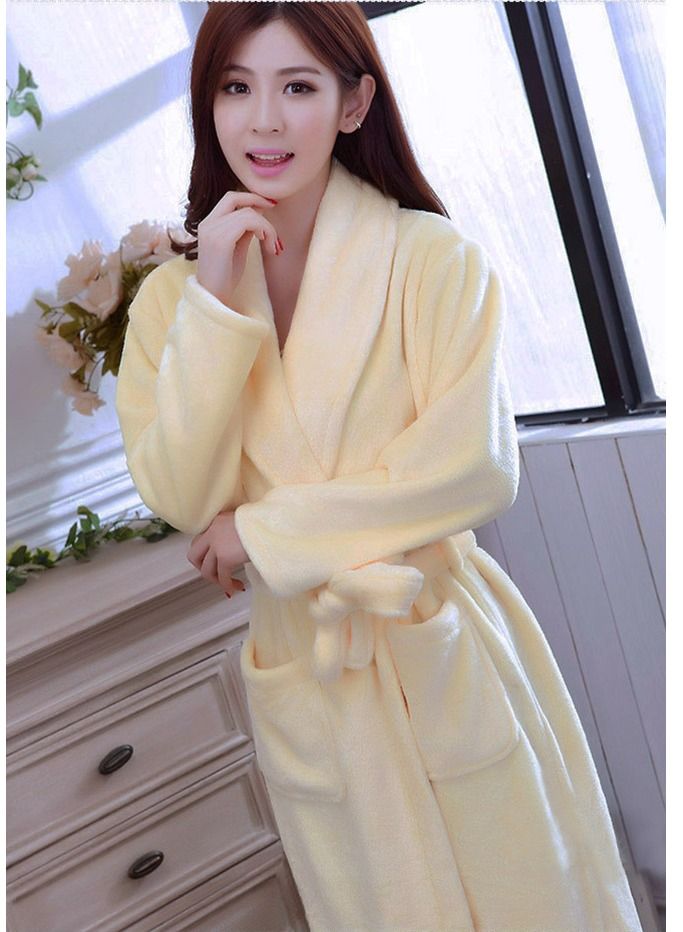 NIBEMINENT Women's flannel fabric home wear night gown robe  - Image 2