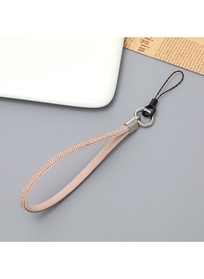 NIBEMINENT Phone Charm/ Chain Strap for Women Girls, Leather Diamond Set Cell Phone Case Lanyard Wrist Strap，K2774/Champagne - Image 1