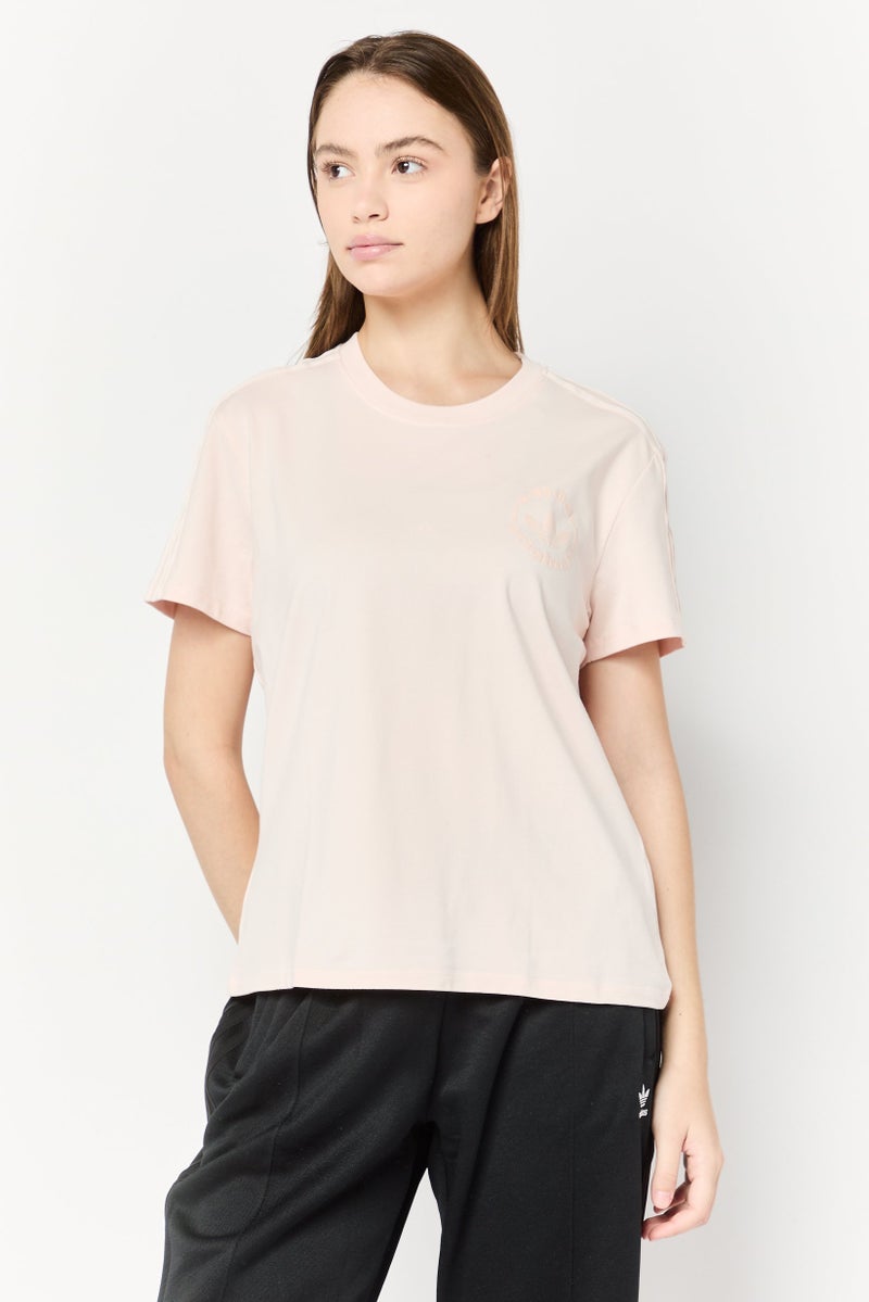 adidas Originals Women Sportswear Fit Brand Logo Short Sleeves Outdoor Top, Old Pink - Image 1