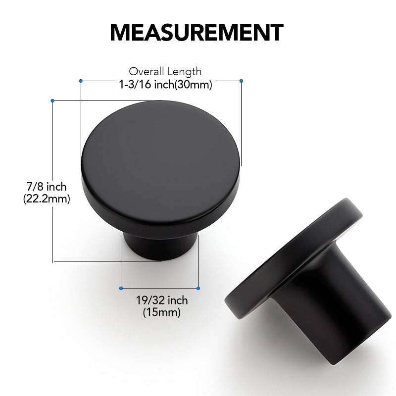 HOME EDIT 10 Pack Black Cabinet Knobs, 1-1/5 Inch Round Drawer Knobs for Kitchen Cabinets, Dressers & Closet Doors - Image 2
