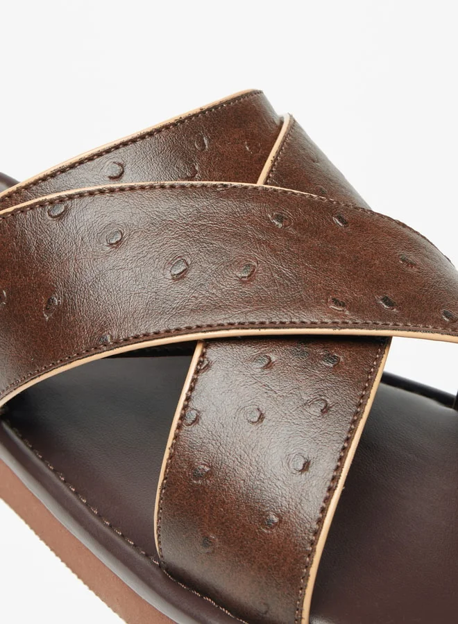 LBL by Shoexpress Men Textured Slip-On Criss Cross Arabic Sandals