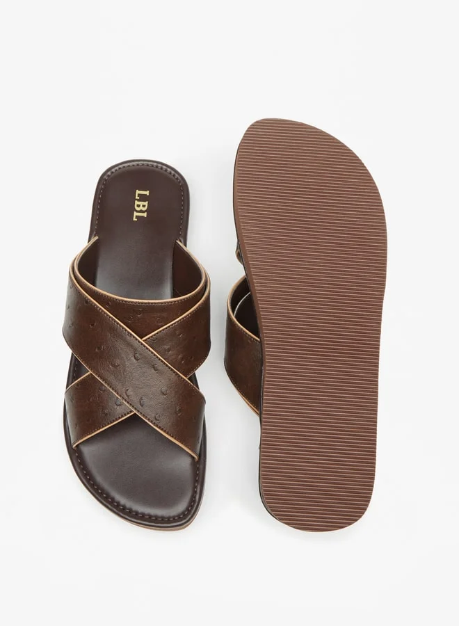 LBL by Shoexpress Men Textured Slip-On Criss Cross Arabic Sandals