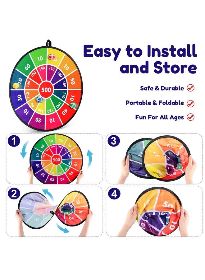 Hungdao مجموعة ألعاب الكرنفال المكونة من 3 مجموعات من هوندوا، لوحة رمي السهام مع كرات، مخاريط بلاستيكية، لعبة رمي الحلقات وحقائب الفاصولياء للأولاد والبنات والبالغين والعائلة في حفلات عيد الميلاد، في الحديقة، داخل المنزل وخارجه (ألوان زاهية، أسلوب كلاسيكي) - Image 3