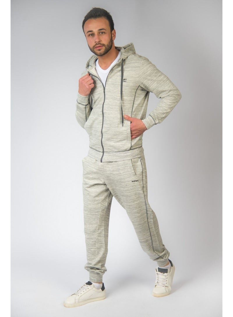 Jet Masters Men Summer Training Suits Long Sleeve &Plain Bottom- Off White - Image 2