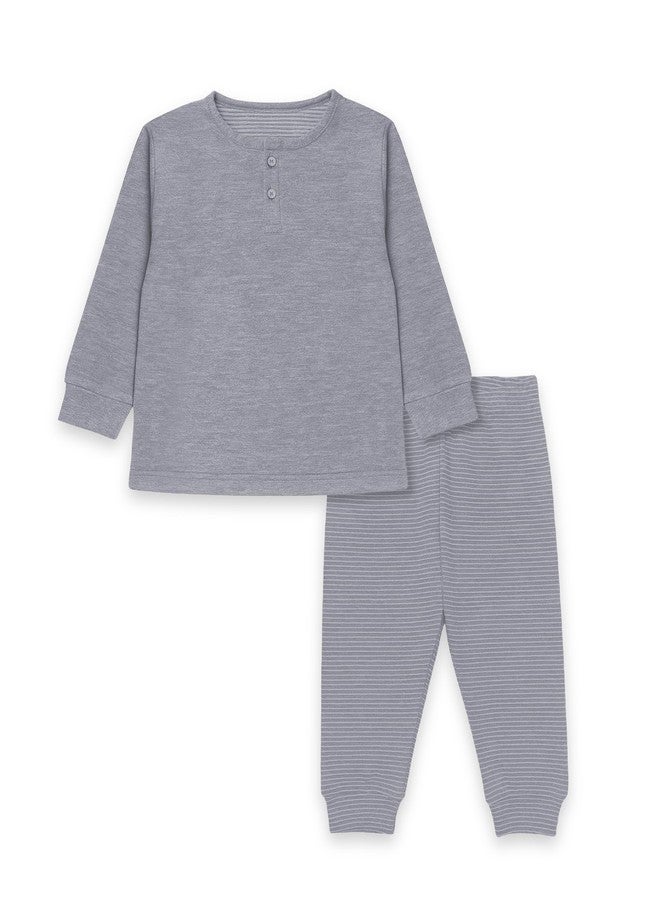 Mi Arcus Solid Grey Fullsleeves Round Neck Thermal Top with Pyjama Set for Kids 12-18 Months - Image 2