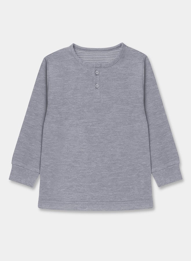 Mi Arcus Solid Grey Fullsleeves Round Neck Thermal Top with Pyjama Set for Kids 12-18 Months - Image 3