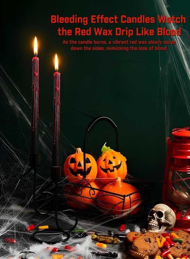 Viyffo Taper Candles - Black Halloween Candle Sticks, 10 Inch Vampire Blood Drip Bleeding Candles, Set of 4 Unscented Candlesticks for Spooky Gothic Decor and Creepy Vampire Room - Image 5