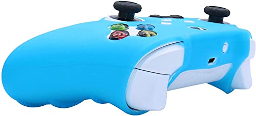 HLRAO Blue Silicone Cover Skin for Xbox Series X/S Controller Glow in The Dark Anti-Slip Soft Rubber Case Protector Accessories Set with 8 Glow in The Dark Thumb Grips Caps + 2 Cute Cat Paw Caps. - Image 5