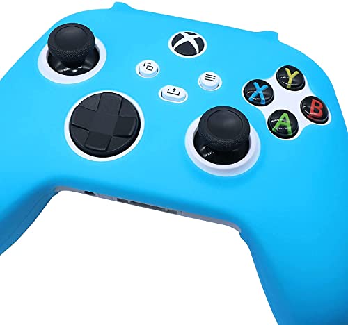 HLRAO Blue Silicone Cover Skin for Xbox Series X/S Controller Glow in The Dark Anti-Slip Soft Rubber Case Protector Accessories Set with 8 Glow in The Dark Thumb Grips Caps + 2 Cute Cat Paw Caps. - Image 4