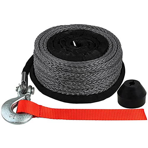 OKBA Synthetic Winch Rope Cable Kit 1/4" x 50' - 10000LBS Winch Line Rope with Protective Sleeve + Hook + Rubber Stopper for 4x4 Off Road Vehicle ATV UTV Polaris UTV - Image 1