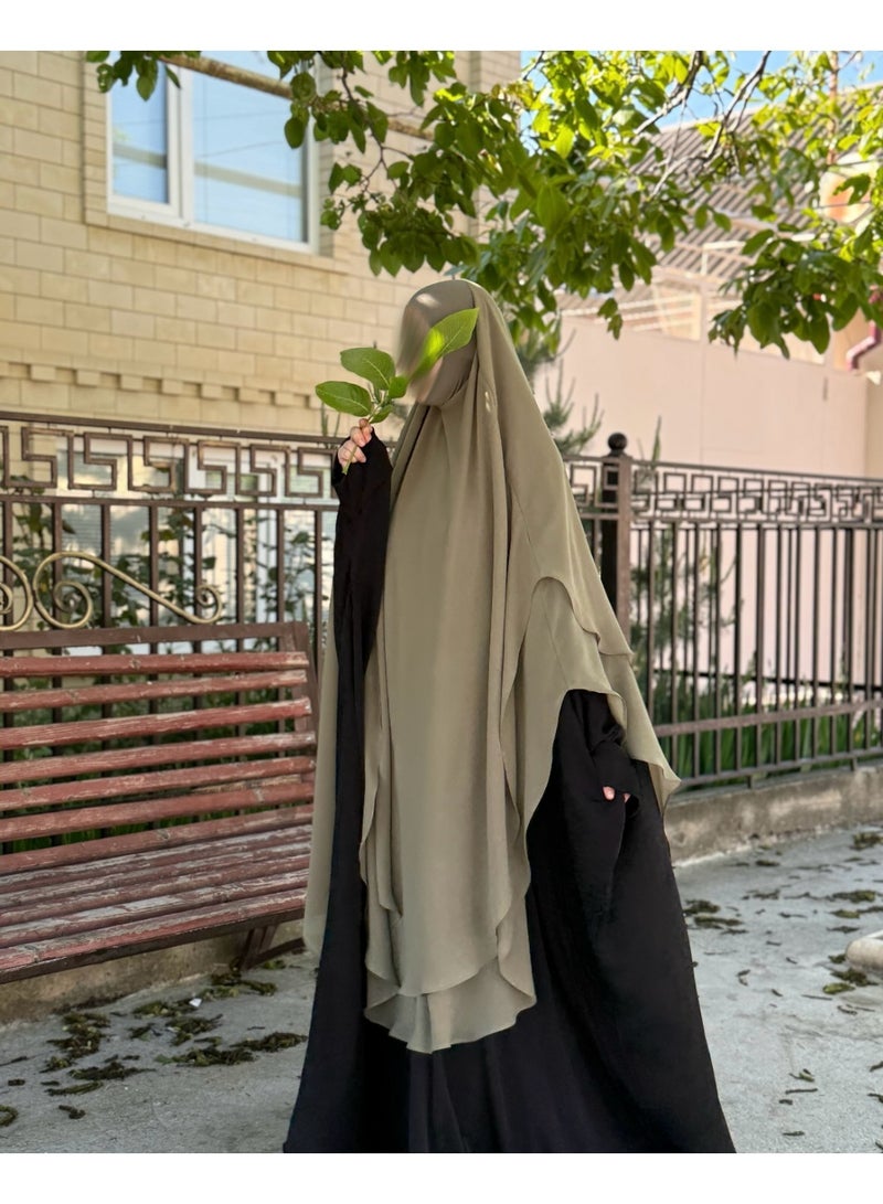 طبقة مزدوجة الشيفون الحجاب الطويل ناعم وخفيف الوزن تناسب بشكل مثالي الحجاب الرأسي - Image 1