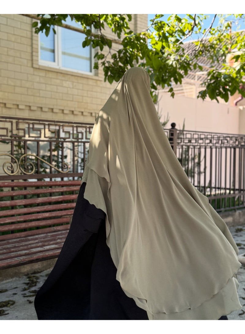 طبقة مزدوجة الشيفون الحجاب الطويل ناعم وخفيف الوزن تناسب بشكل مثالي الحجاب الرأسي - Image 3