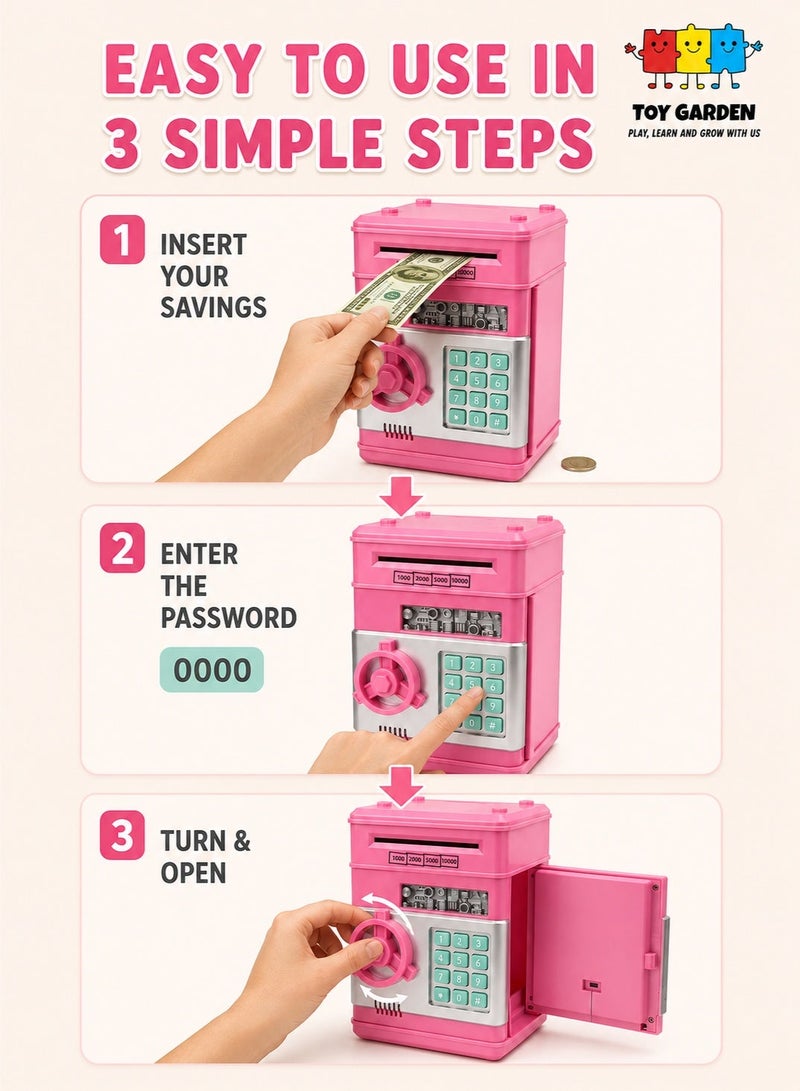 Electronic ATM Bank for Kids – Password-Protected Coin & Cash Saving Box with Auto Scroll, Fun Money Bank Toy Gift - Image 5