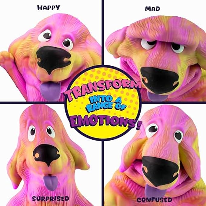 ORB Funkee Animalz Dog JUMBO (Yellow/Purple) - BIG 4.5 lb Stretchy Dog - Funny, Squishy, Squeeze for Stress Relief - Novelty Sensory & Fidget Popular Collectible Funkee Animal Toys for Kids and Adults - Image 2