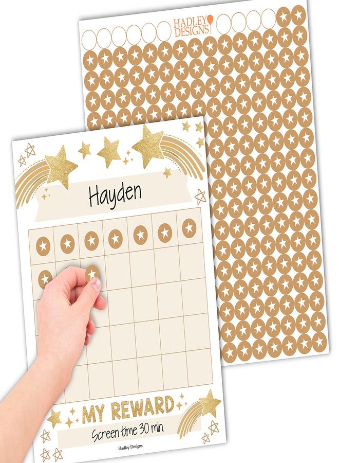 Hadley Designs Sticker Chart for Kids Behavior at Home & Classroom - 25 Reward Chart for Kids Incentives, Gold Star Sticker Sheets, Star Incentive Charts for Classroom Must Haves - Image 1