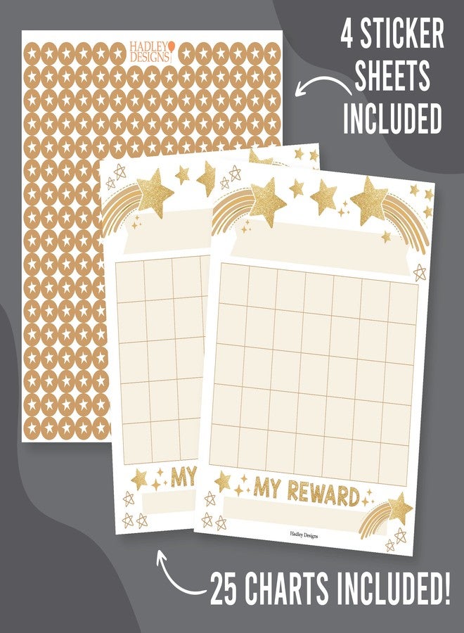 Hadley Designs Sticker Chart for Kids Behavior at Home & Classroom - 25 Reward Chart for Kids Incentives, Gold Star Sticker Sheets, Star Incentive Charts for Classroom Must Haves - Image 2