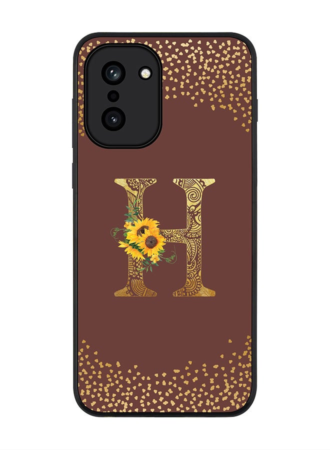 For OnePlus 15R Case,Slim fit Camera Protection, Shockproof Thin Phone cover - Custom Floral Monogram - H (Brown )