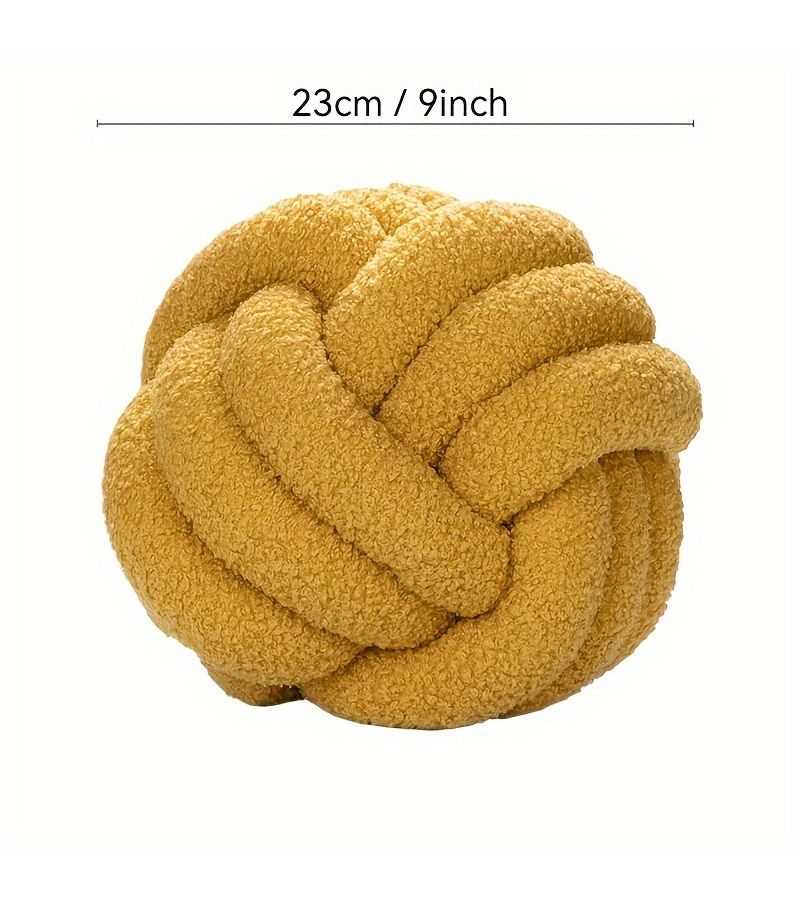 Khaki Hand Knotted Ball Pillow For Home Decoration Lamb 9 Inch - Image 3
