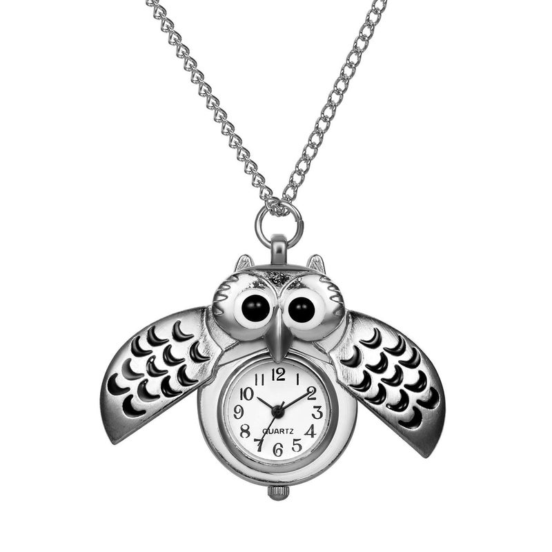 SOLARAE Vintage Pocket Watch Novelty Owl Locket Pendant  Necklace Chain Gift for Girls Boys Kids - Image 5