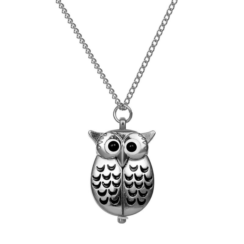 SOLARAE Vintage Pocket Watch Novelty Owl Locket Pendant  Necklace Chain Gift for Girls Boys Kids - Image 4