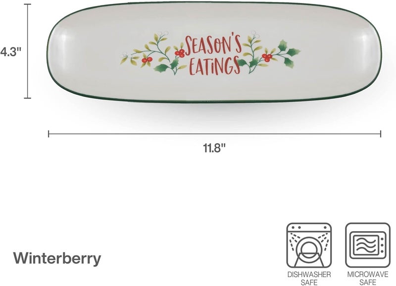 Pfaltzgraff Winterberry Seasons Greetings Serving Tray with Dip Bowl 2 Piece Multicolored - Image 2