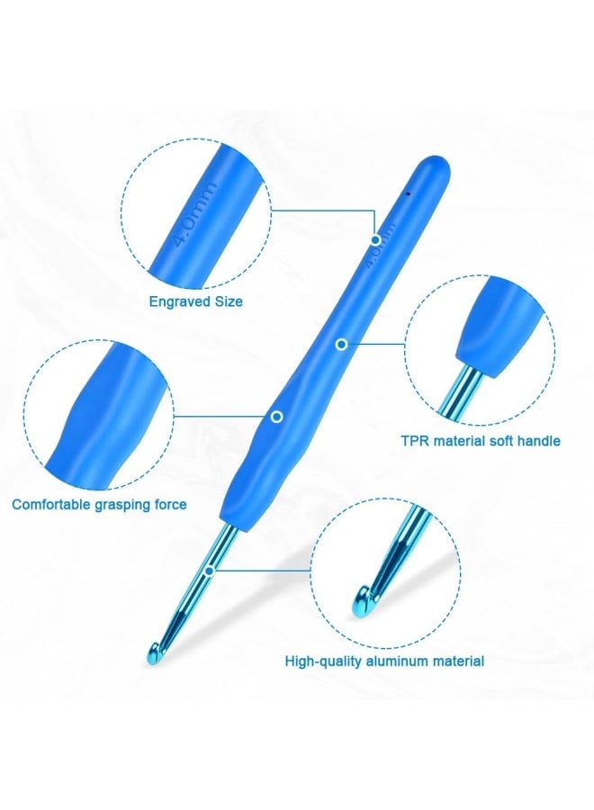 Crochet Hook, 9-Piece Crochet Hook Set with 10 Stitch Markers, Soft Silicone Crochet Hooks with Ergonomic Handle, Colourful Crochet Hook for Beginners and Experienced Crochet Lovers (2.0 mm - - Image 3