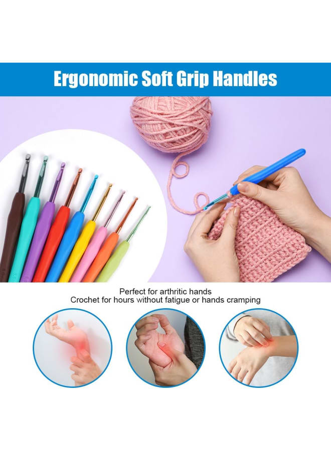 Crochet Hook, 9-Piece Crochet Hook Set with 10 Stitch Markers, Soft Silicone Crochet Hooks with Ergonomic Handle, Colourful Crochet Hook for Beginners and Experienced Crochet Lovers (2.0 mm - - Image 4