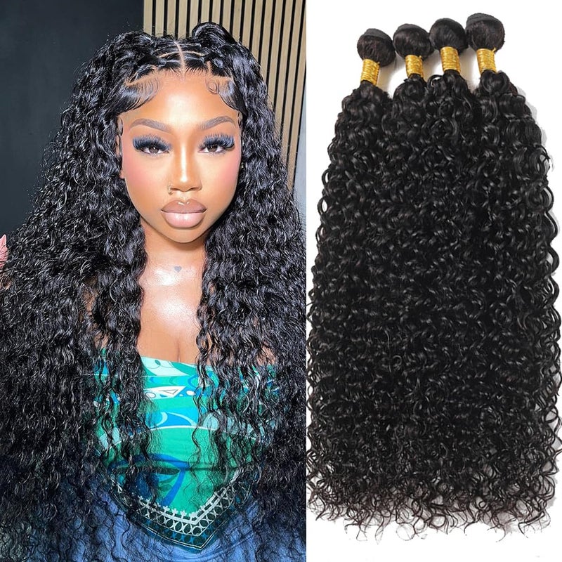 بورتشان برازيلية موجة الماء 4 حزم شعر بشري موجة مائية للشعر الأسود 20 22 24 26 بوصة لون أسود طبيعي