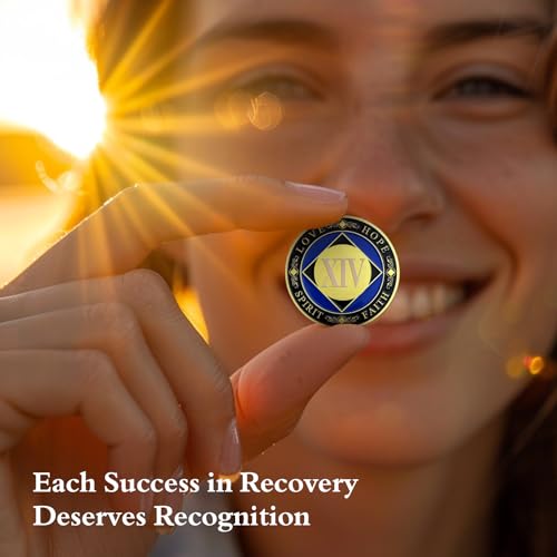 IELCJJ 14 Year NA Medallions - Recovery Narcotics Anonymous Chips - 14 Year Living Clean Sobriety Coin - (Years 1-30) Journey Celebrate Recovery Addicts - Narcotics Anonymous Gifts for Men Women - Image 4