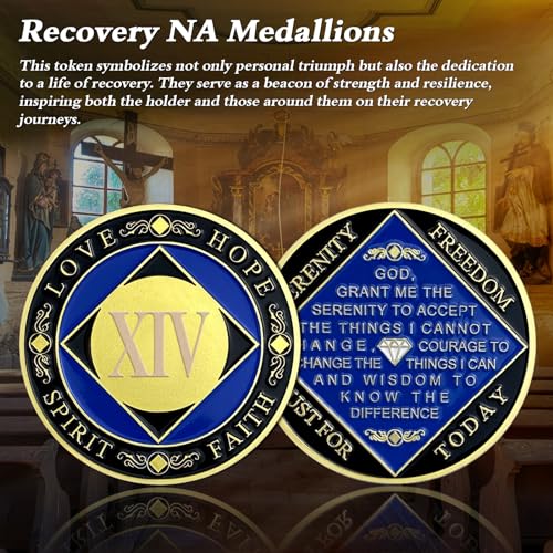 IELCJJ 14 Year NA Medallions - Recovery Narcotics Anonymous Chips - 14 Year Living Clean Sobriety Coin - (Years 1-30) Journey Celebrate Recovery Addicts - Narcotics Anonymous Gifts for Men Women - Image 2