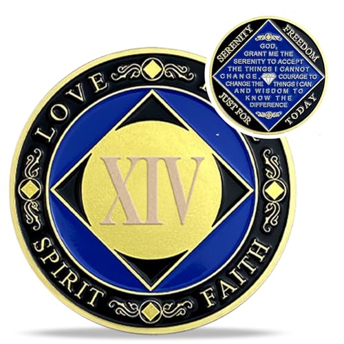 IELCJJ 14 Year NA Medallions - Recovery Narcotics Anonymous Chips - 14 Year Living Clean Sobriety Coin - (Years 1-30) Journey Celebrate Recovery Addicts - Narcotics Anonymous Gifts for Men Women - Image 1