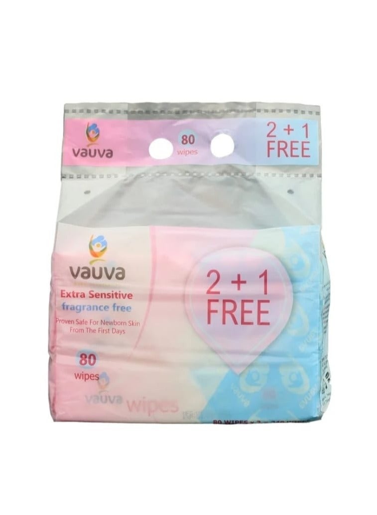 فوفا مناديل مبللة للأطفال خالية من العطر للبشرة الحساسة 80 منديل 12