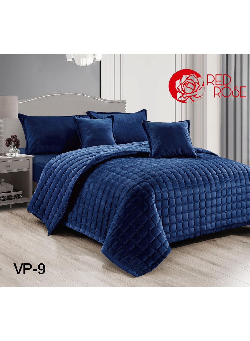 Red Rose 4-piece plain velvet winter compressed bedspread, 160 x 220 cm - Image 1