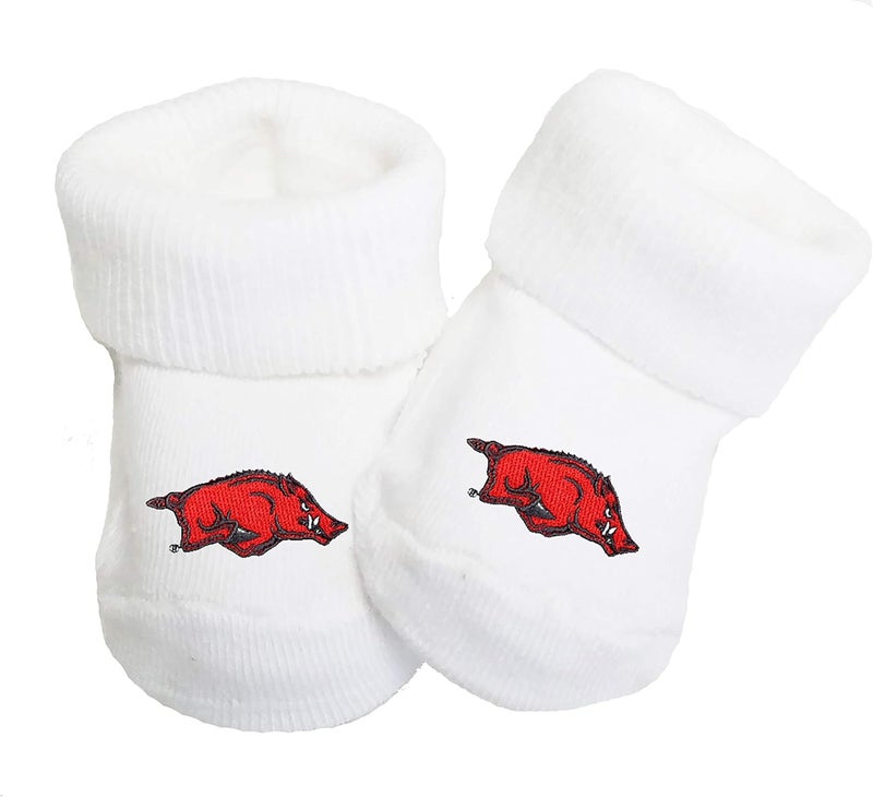 Future Tailgater Arkansas Razorbacks Officially Licensed Baby Toe Bootie Socks - Image 1