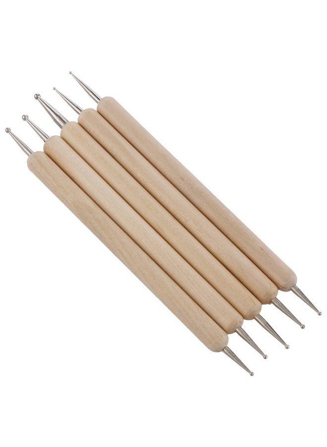KABEER ART KABEER ART 5 Pcs Double Ended Stainless Steel Ball Stylus Wooden Tool Set for Clay, Pottery, Ceramic  - Image 1