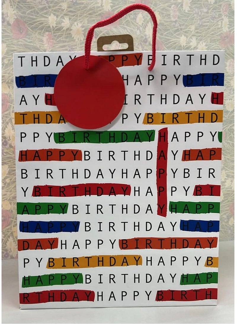 EuroWrap Eurowrap Birthday Medium Bag – Stylish and Vibrant Gift Bag for Birthdays, Perfect for Wrapping Presents, Ideal for Medium-Sized Gifts, Special Occasion Packaging 