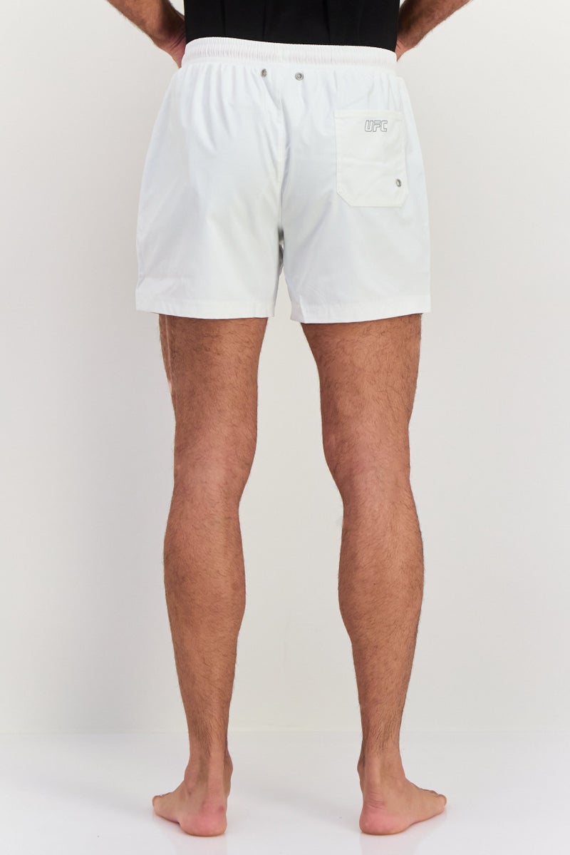 Ufc Men Drawstring Brand Logo Board Shorts, White - Image 3