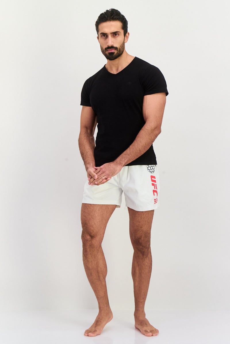 Ufc Men Drawstring Brand Logo Board Shorts, White - Image 4