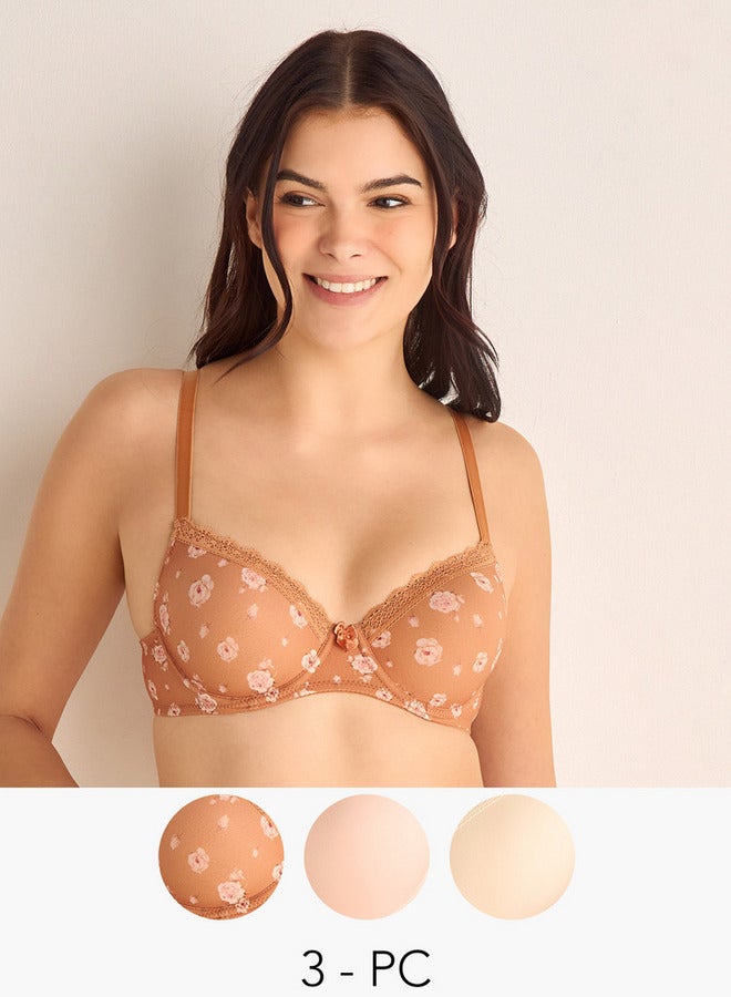 Splash FAV Set of 3 - Assorted Demi Bra with Hook and Eye Closure - Image 1