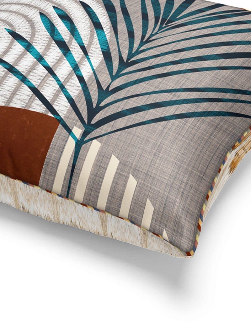 BIANCA Designer Reversible Printed Silk Linen Cushion Covers -2pc 16 X16 Set (Suzane) | with Contrast Front & Back Digital Print | Hidden Zipper Abstract-Geometric-Earthy/Beige - Image 4