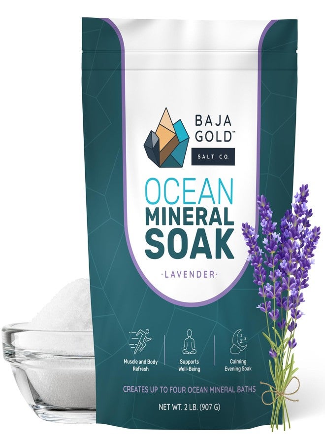 Baja Gold Ocean Mineral Soak – Natural Magnesium Bath Soak & Trace Elements | Relaxing, Clean Ingredient Soak for Bath, Muscles, Relaxation & Skin Care | Pure, Vegan, 2 Lb Resealable Bag, Lavender - Image 1