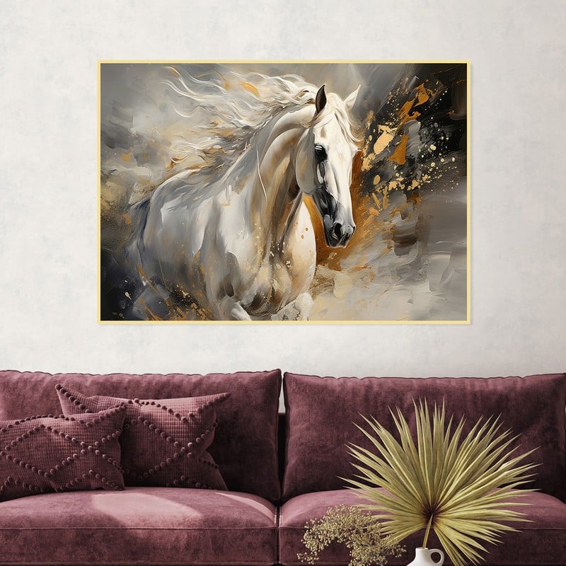 ماركتنا لوحة قماشية بتصميم حصان مع برواز مجوف مقاس (70×50) قطعة واحدة - Image 1