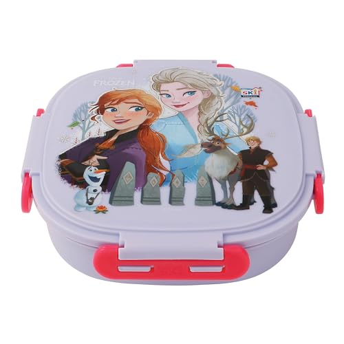 SKi Homeware Baker Insulated 3 Grid Bento Lunch Box With Stainless Steel Inner And A Steel Spoon- Frozen, 450Ml (character style may vary) - Image 1